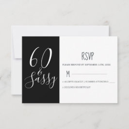 Chic 60 Sassy Zwart Wit 60ste verjaardag RSVP Kaartje