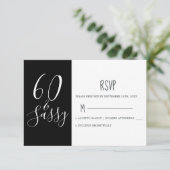 Chic 60 Sassy Zwart Wit 60ste verjaardag RSVP Kaartje (Staand voorkant)