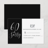 Chic 60 Sassy Zwart Wit 60ste verjaardag RSVP Kaartje (Voorkant / Achterkant)