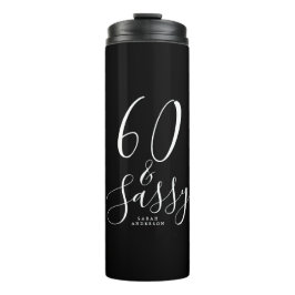 Chic 60 Sassy Zwart Wit Naam 60e Verjaardag Cadeau Thermosbeker