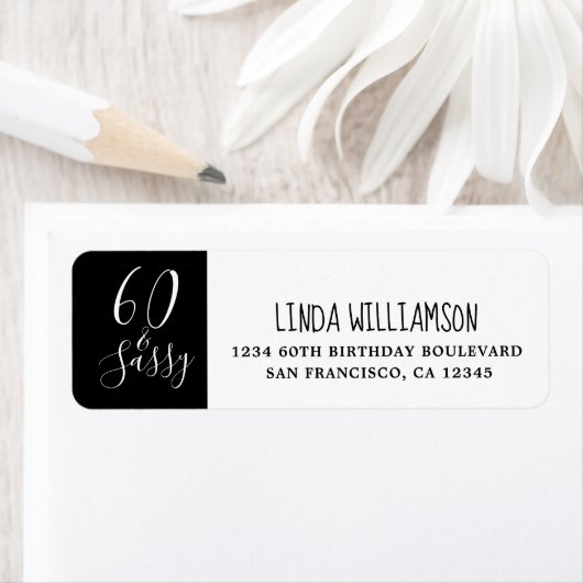 Chic 60 Sassy Zwart Witte 60e Retouradres Etiket (Insitu)