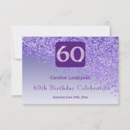 Chic 60 Verjaardag Paarse Glitter RSVP Kaartje