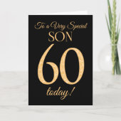 Chic 60e Gold-effect op Black, voor Son Birthday Kaart (Voorkant)
