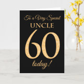 Chic 60e Gold-effect op zwart, voor oom verjaardag Kaart (Gele Bloem)