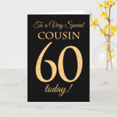 Chic 60e Goud-effect op Black, Neef Verjaardag Kaart (Gele Bloem)