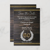 Chic 60e Jubileum Hout & Goud Save the Date Kaart (Voorkant / Achterkant)