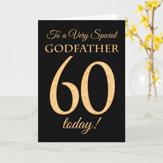 Chic 60ste Gouden Effect op Zwart, Godfather Verja Kaart (Gele Bloem)