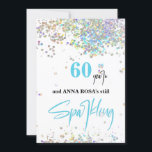 *~* Chic 60th Birthday White Sparking Party Kaart<br><div class="desc">* Energetisch verbeterde generieke 60th (BEWERKEN indien nodig ) Festive Girly Chic Feminine SPARKLING BIRTHDAY Party Invitation. Dit ontwerp is zeer licht in zicht met Rainbow Glitter en een leuk modern Stijlvol Manuscript. De achtergrondkleur is WHITE. De glitter confetti kleuren zijn ombre pastel. Deze 60e Uitnodiging van de Dag van...</div>