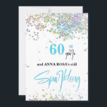 *~* Chic 60th Birthday White Sparking Party Kaart<br><div class="desc">* Energetisch verbeterde generieke 60th (BEWERKEN indien nodig ) Festive Girly Chic Feminine SPARKLING BIRTHDAY Party Invitation. Dit ontwerp is zeer licht in zicht met Rainbow Glitter en een leuk modern Stijlvol Manuscript. De achtergrondkleur is WHITE. De glitter confetti kleuren zijn ombre pastel. Deze 60e Uitnodiging van de Dag van...</div>