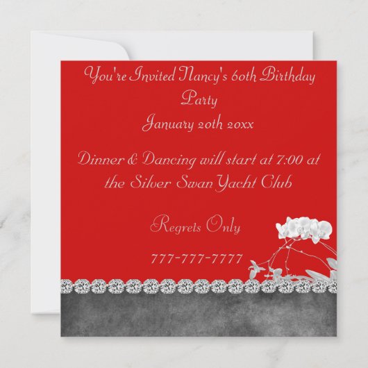 CHIC 60th Design BLING Birthday Invitation Kaart (Achterkant)