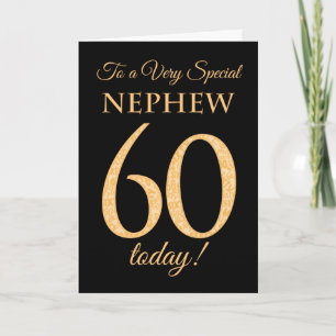 Chic 60th Gold-effect op Black, Nephew Birthday Kaart