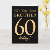 Chic 60th Goud-effect op Zwart, Broer Verjaardag Kaart (Gele Bloem)