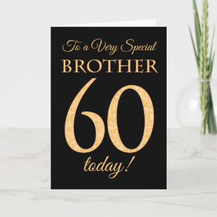 Chic 60th Goud-effect op Zwart, Broer Verjaardag Kaart