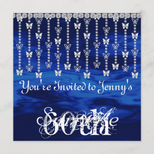 CHIC 60th Surprise Birthday Butterfly Invitation Kaart