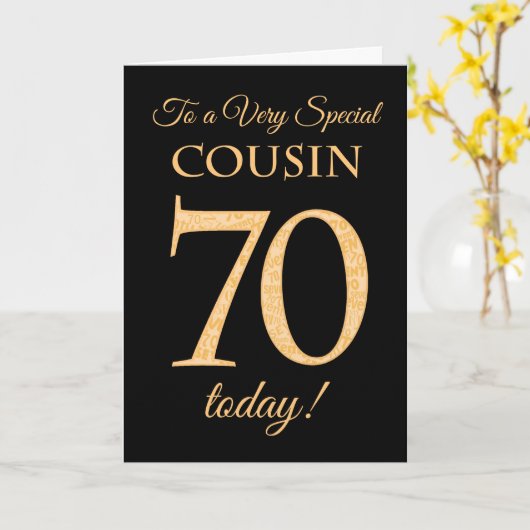 Chic 70e Gold-effect op Black, neef Verjaardag Kaart (Gele Bloem)