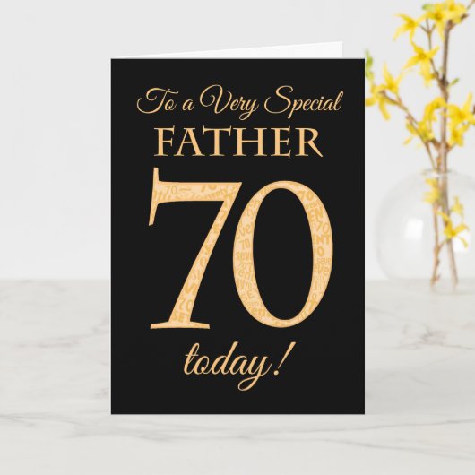 Chic 70e Goud-effect op zwart, Vaderdag Kaart (Gele Bloem)