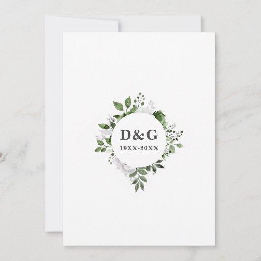 Chic 70ste bruiloft Jubileum Monogram Bloemen Kaart (Achterkant)