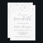 Chic 70th Birthday Party Silver Confetti Kaart<br><div class="desc">Deze chic 70th verjaardagsuitnodiging bevat een patroon van faux zilveren driehoekige confetti. Het woord "seventieth" staat in elegant zilver grijs handschrift. Pas de uitnodiging aan met de naam van de honoree in zilvergrijze handschrift,  samen met de datum,  de plaats en andere details in zilvergrijze sans serif type.</div>