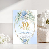 Chic 70th Birthday Pastel Blue Hydrangea Invites Kaart
