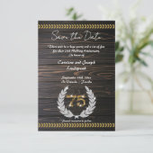 Chic 75e Jubileum Hout & Goud Save the Date Kaart (Staand voorkant)