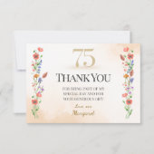 Chic 75th Birthday – Wildflower Design Bedankkaart (Voorkant)