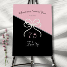 Chic 75th Gala Roze en Zwarte Evenement Welkomstbo