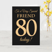 Chic 80e Gold-effect op zwart, Vriendelijke Verjaa Kaart (Gele Bloem)