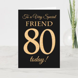 Chic 80e Gold-effect op zwart, Vriendelijke Verjaa Kaart