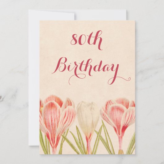 Chic 80th Birthday Spring Crocuses Kaart (Voorkant)