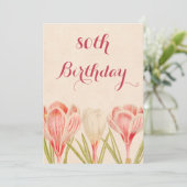 Chic 80th Birthday Spring Crocuses Kaart (Staand voorkant)