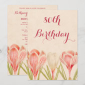 Chic 80th Birthday Spring Crocuses Kaart (Voorkant / Achterkant)