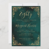 Chic 80th Eighty Gold Frame Green Birthday Kaart (Voorkant)