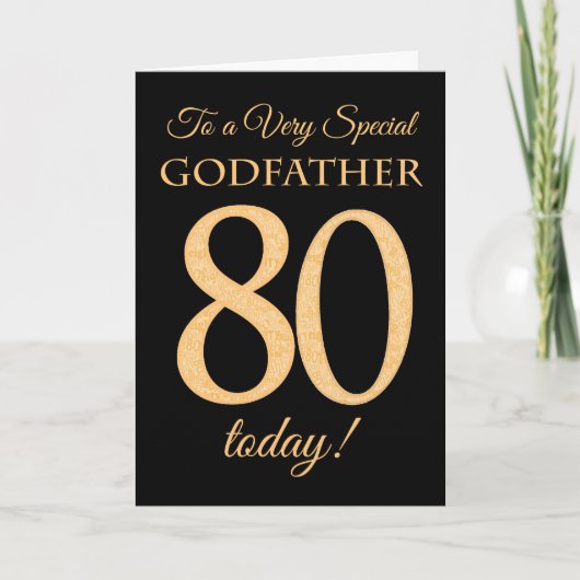 Chic 80th Gold-effect op Black, Godfather Verjaard Kaart (Voorkant)
