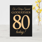 Chic 80th Gold-effect op Black, Godfather Verjaard Kaart (Gele Bloem)