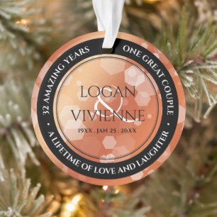 Chic 8th 32nd Bronze Wedding Jubileum Acryl Ornament