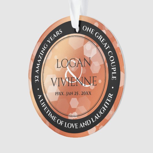 Chic 8th 32nd Bronze Wedding Jubileum Acryl Ornament (voorkant)