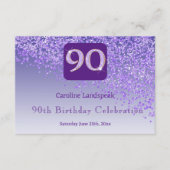 Chic 90 Verjaardag Paarse Glitter RSVP Kaartje (Voorkant)