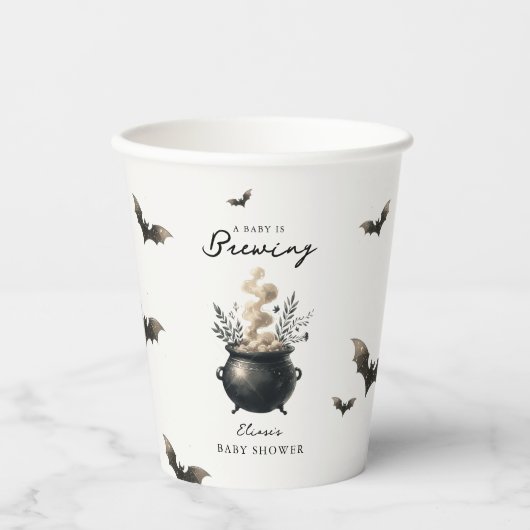 Chic 'a Baby is Brewing' Halloween Baby Shower Papieren Bekers (Voorkant)