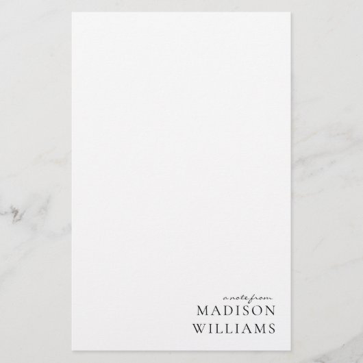 Chic A Note From Script Typography Stationery Briefpapier (Voorkant)