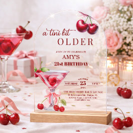 Chic A Tini Beetje Ouder Cherry Martini 21e Verjaa Acryl Uitnodigingen