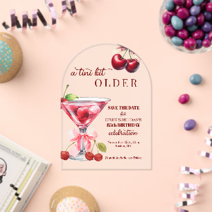 Chic A Tini Beetje Ouder Cherry Martini 85ste Verj Acryl Uitnodigingen
