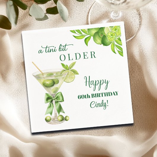 Chic A Tini Beetje Ouder Lime Martini 60e Verjaard Servet