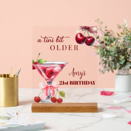 Chic A Tini Bit Older Cherry Martini 21e verjaarda Acryl Bord