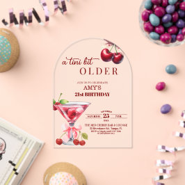 Chic A Tini Bit Older Cherry Martini 21st Birthday Acryl Uitnodigingen
