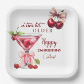 Chic A Tini Bit Older Cherry Martini 21st Birthday Papieren Bordje (Voorkant)