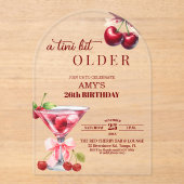 Chic A Tini Bit Older Cherry Martini 26th Birthday Acryl Uitnodigingen (Voorkant)