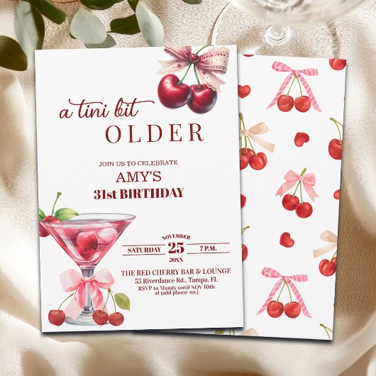 Chic A Tini Bit Older Cherry Martini 31st Birthday Kaart