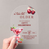 Chic A Tini Bit Older Cherry Martini 36th Birthday Acryl Uitnodigingen (Insitu (Draagbaar))