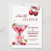 Chic A Tini Bit Older Cherry Martini 40th Birthday Save The Date (Voorkant)
