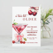 Chic A Tini Bit Older Cherry Martini 40th Birthday Save The Date (Staand voorkant)